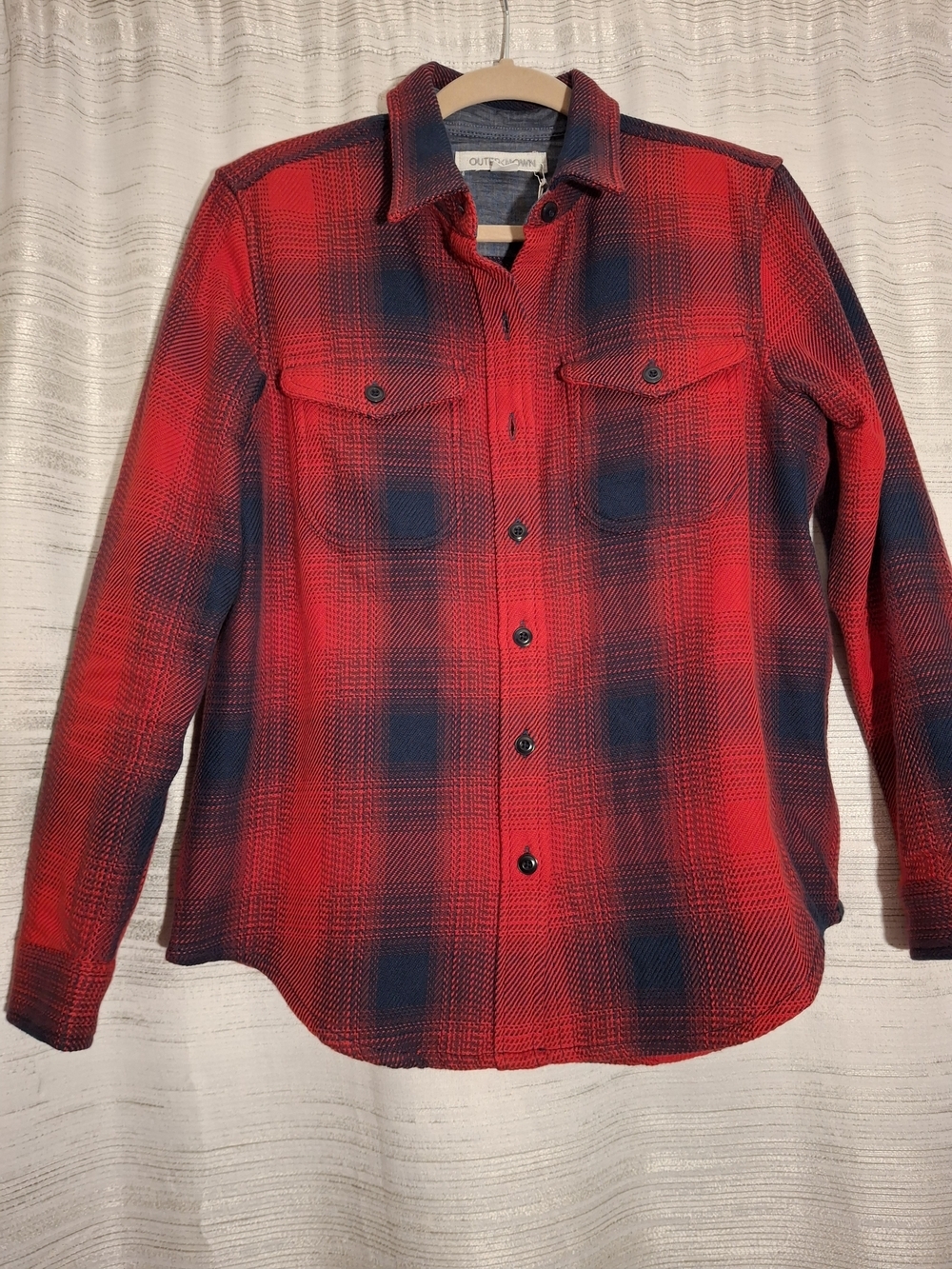 Outerknown Red and Navy Plaid Blanket Shirt Jacket XS
